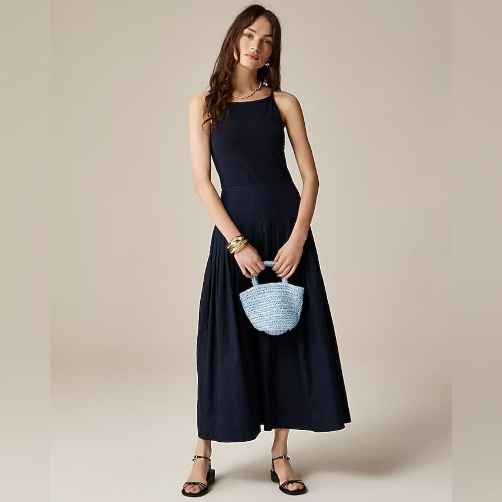 NWT J CREW Pintuck mixy dress in Navy - Picture 2 of 8